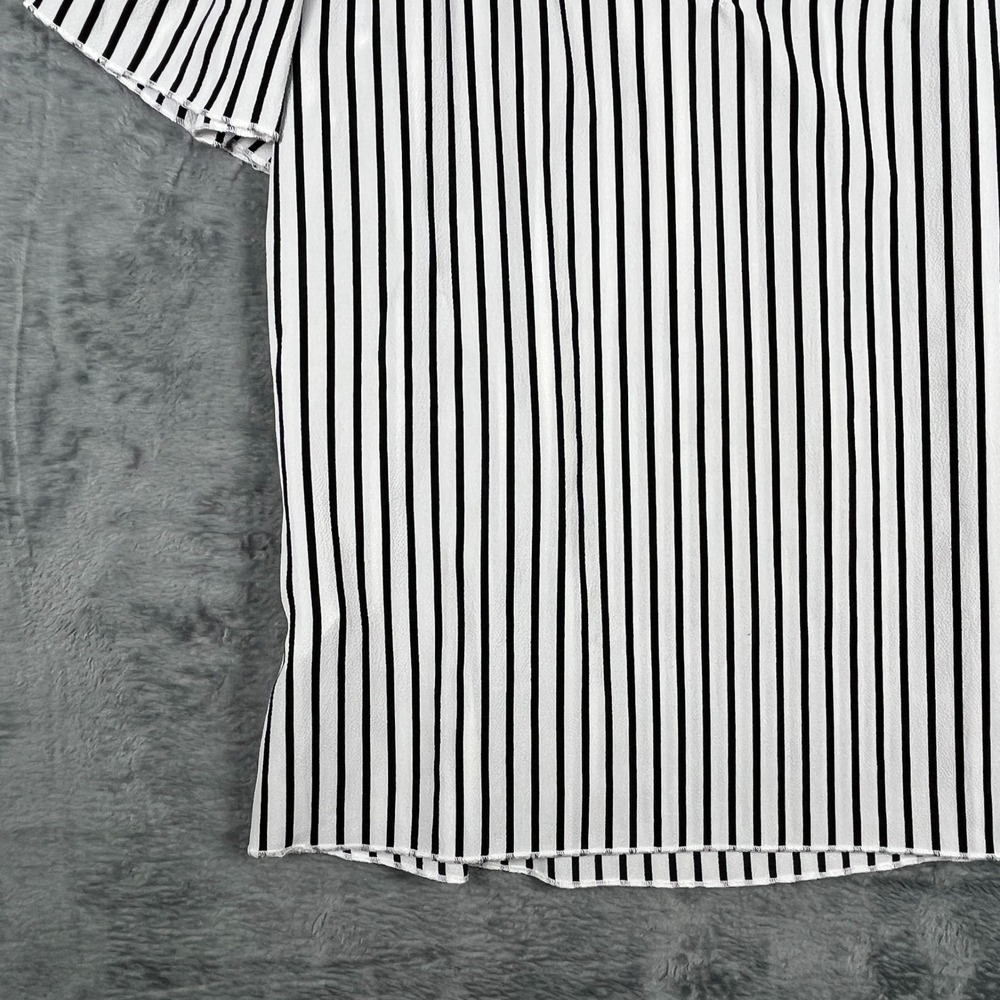 Soho Jeans Womens XS Black White Striped Cold Shoulder Blouse Summer Top - Picture 13 of 16